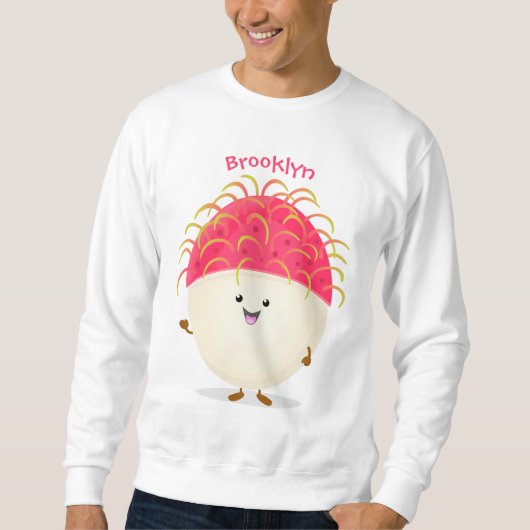 Cute roze rambutan cartoon afbeelding trui (Voorkant)