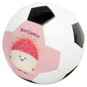 Cute roze rambutan cartoon afbeelding voetbal (Drie kwart)