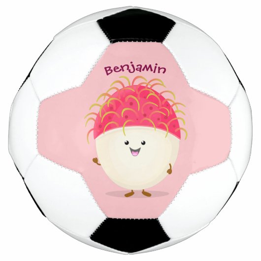 Cute roze rambutan cartoon afbeelding voetbal (Voorkant)