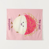 Cute roze rambutan cartoon afbeelding wandkleed (Voorkant (horizontaal))