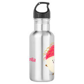 Cute roze rambutan cartoon afbeelding waterfles (Voorkant)