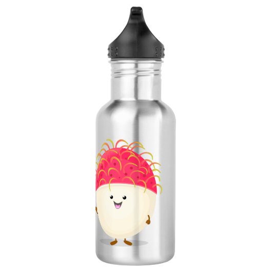 Cute roze rambutan cartoon afbeelding waterfles (Rechts)