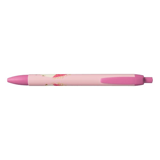 Cute roze rambutan cartoon afbeelding zwarte inkt pen (Achterkant)