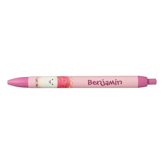 Cute roze rambutan cartoon afbeelding zwarte inkt pen (Voorkant)