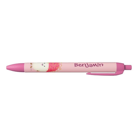 Cute roze rambutan cartoon afbeelding zwarte inkt pen (Bodem)