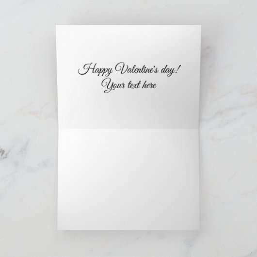 Cute roze red hart douane script Valentijnsdag Kaart (Binnen)