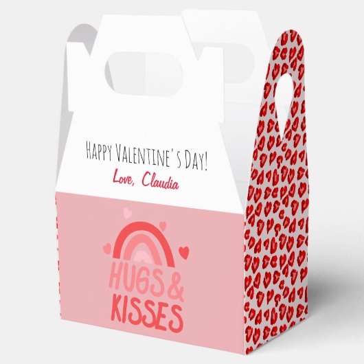 Cute roze & Red Leopard Hearts Rainbow Valentijn Bedankdoosjes (Geopend)