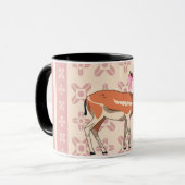 Cute Roze Ree- patroon Kerst Mok (Voorkant links)