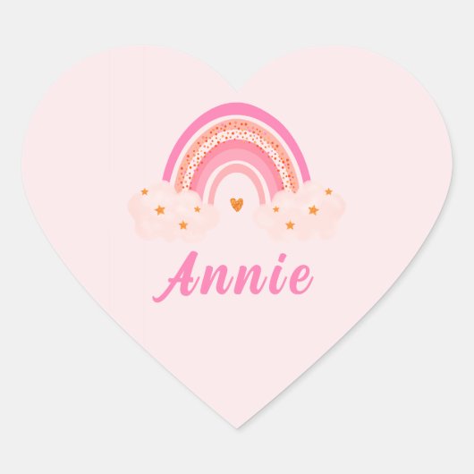Cute roze regenboog | Baby Girl | Gepersonaliseerd Hart Sticker (Voorkant)