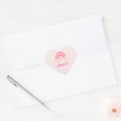 Cute roze regenboog | Baby Girl | Gepersonaliseerd Hart Sticker (Envelop)