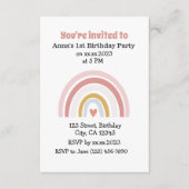 Cute Roze Regenboog Boho Chic Verjaardagsuitnodigi (Voorkant)