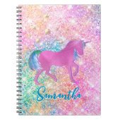 Cute Roze Regenboog eenhoorn Glitters monogram Notitieboek (Voorkant)