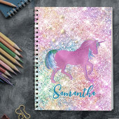 Cute Roze Regenboog eenhoorn Glitters monogram Notitieboek