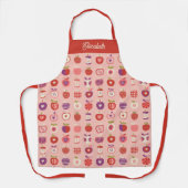 Cute Roze Retro Appel Fruit Patroon Schort (Voorkant)