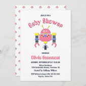 Cute roze Robot Baby shower Kaart (Voorkant / Achterkant)