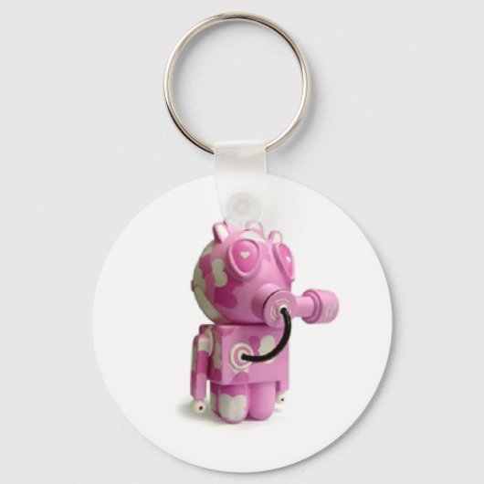 Cute roze Robot Heart Keychain (Voorkant)