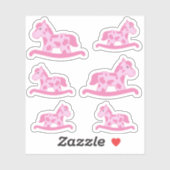 Cute roze Rocking Horse Tekening Kinder Sticker (Vel)