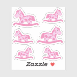 Cute roze Rocking Horse Tekening Kinder Sticker