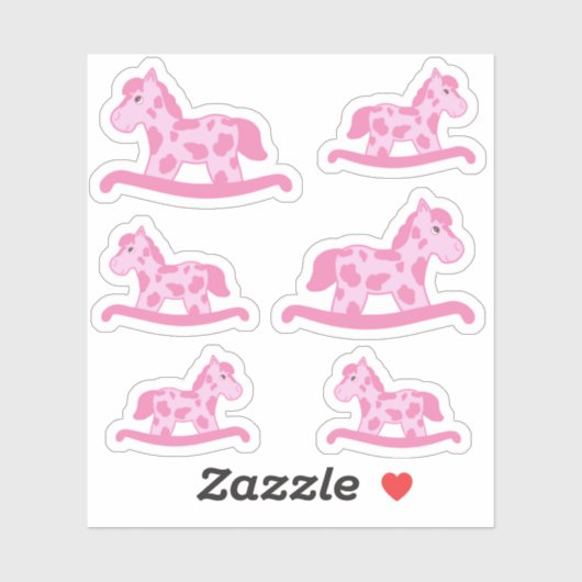 Cute roze Rocking Horse Tekening Kinder Sticker (Vel)