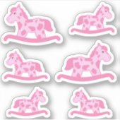 Cute roze Rocking Horse Tekening Kinder Sticker (Voorkant)