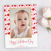 Cute roze Rode Gepropt Hart Valentijnsdag Foto Briefkaart
