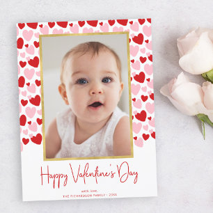 Cute roze Rode Gepropt Hart Valentijnsdag Foto Briefkaart