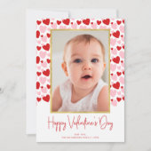 Cute roze Rode Gepropt Hart Valentijnsdag Foto Feestdagenkaart (Voorkant)