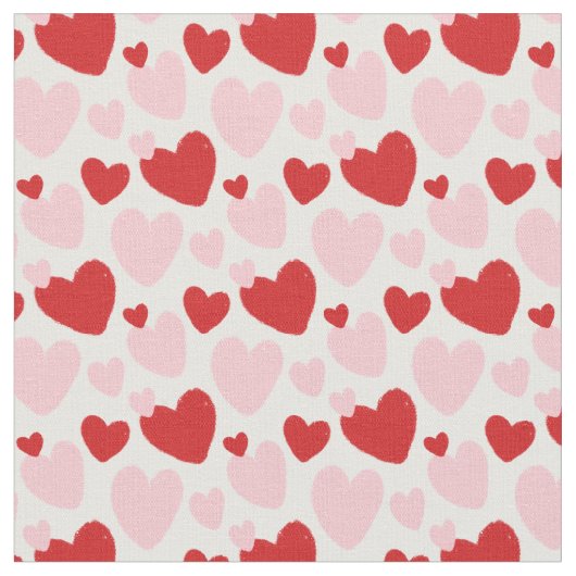 Cute roze Rode Gepropt Heart Patroon Stof (Close Up)