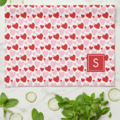 Cute roze rode gespeckeerde hartritme op maat gema theedoek (Gevouwen)