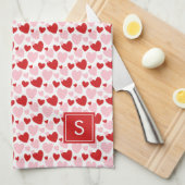 Cute roze rode gespeckeerde hartritme op maat gema theedoek (Quarter Fold)