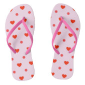 Cute Roze & Rode Hart Stip Print Teenslippers (Voetbed)
