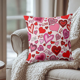 Cute Roze Rode Harten Blush Liefdepatroon Kussen
