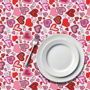 Cute Roze Rode Harten Blush Liefdepatroon Tafelkleed