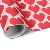Cute roze rode harten patroon modern Valentijns Cadeaupapier (Rol Hoek)