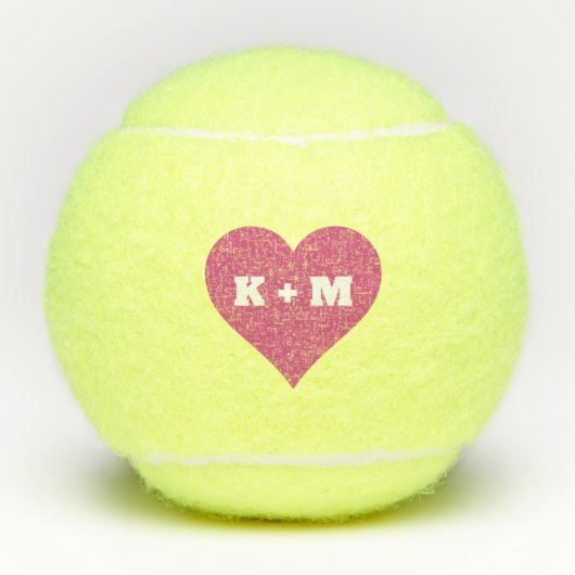 Cute roze Romantic Monogram Initialen Tennisballen (Voorkant)