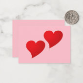 Cute roze roodhardestel minimalistisch modern notitiekaartje (Voorkant / Achterkant in situ)