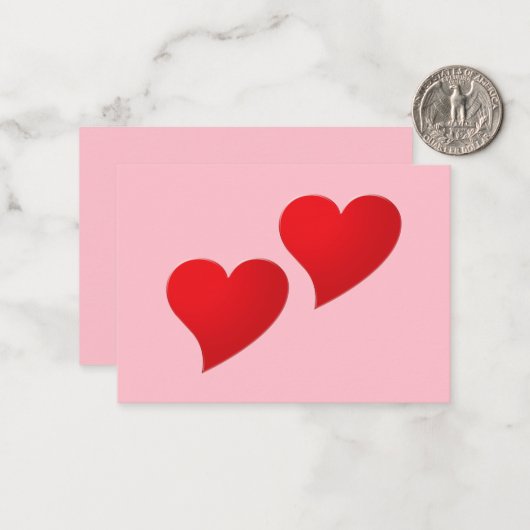 Cute roze roodhardestel minimalistisch modern notitiekaartje (Voorkant / Achterkant in situ)