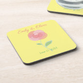 Cute roze roos ontwerp in een moderne stijl bier onderzetter (Linkerzijde)