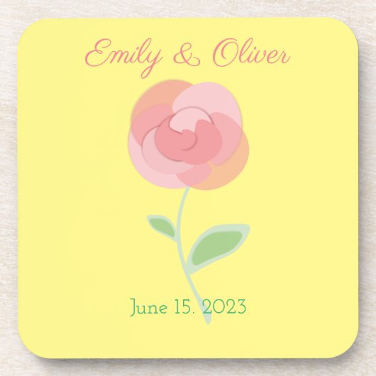 Cute roze roos ontwerp in een moderne stijl bier onderzetter (Voorkant)