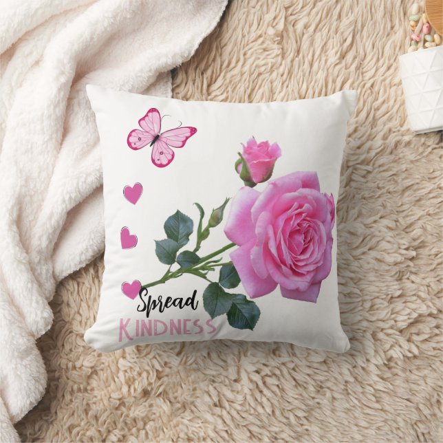 Cute Roze Roos Vlinder Harten Worp Kussen Kind (Deken)