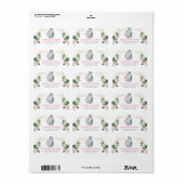 Cute roze Roses Greenery Slapend Baby Elephant Etiket (Full Sheet)