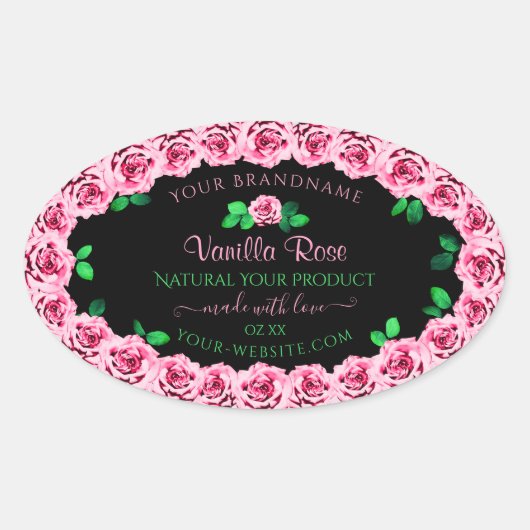 Cute roze roze Lijst Elegant Black Product Labels (Voorkant)