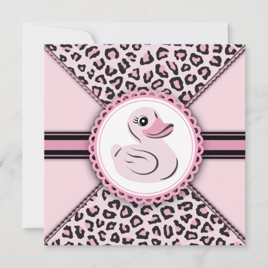 Cute Roze Rubberen Eend Baby Shower Kaart (Voorkant)