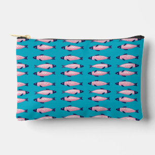 Cute Roze Sardinepatroon Make-uptas Preppy Kust Etui