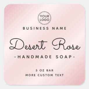 Cute roze satin voeg logo vierkante productlabels  sticker