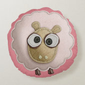 Cute Roze Schapen Nep Vilt Rond Kussen (Achterkant)
