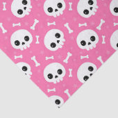 Cute Roze Schedel & Botten Halloween Patroon Tissuepapier (Detail)