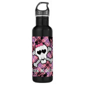 Cute roze schedel en kruisbeenderen Hart Waterfles (Voorkant)