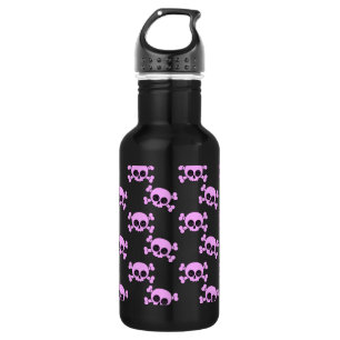 Cute roze schedel en kruisbeenderen waterfles