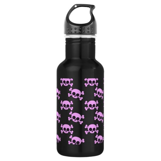 Cute roze schedel en kruisbeenderen waterfles (Voorkant)